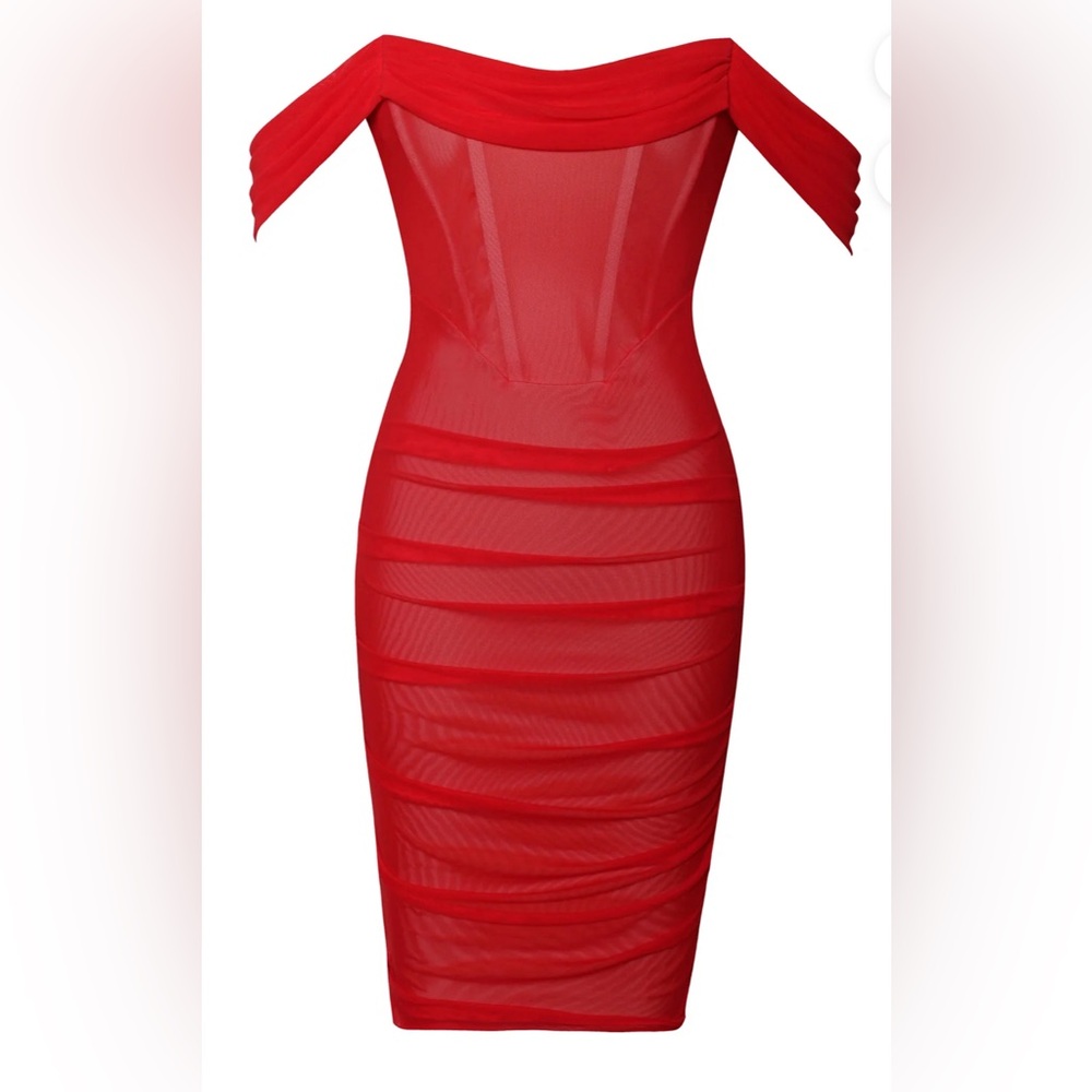 Miss Circle Red off shoulder corset dress